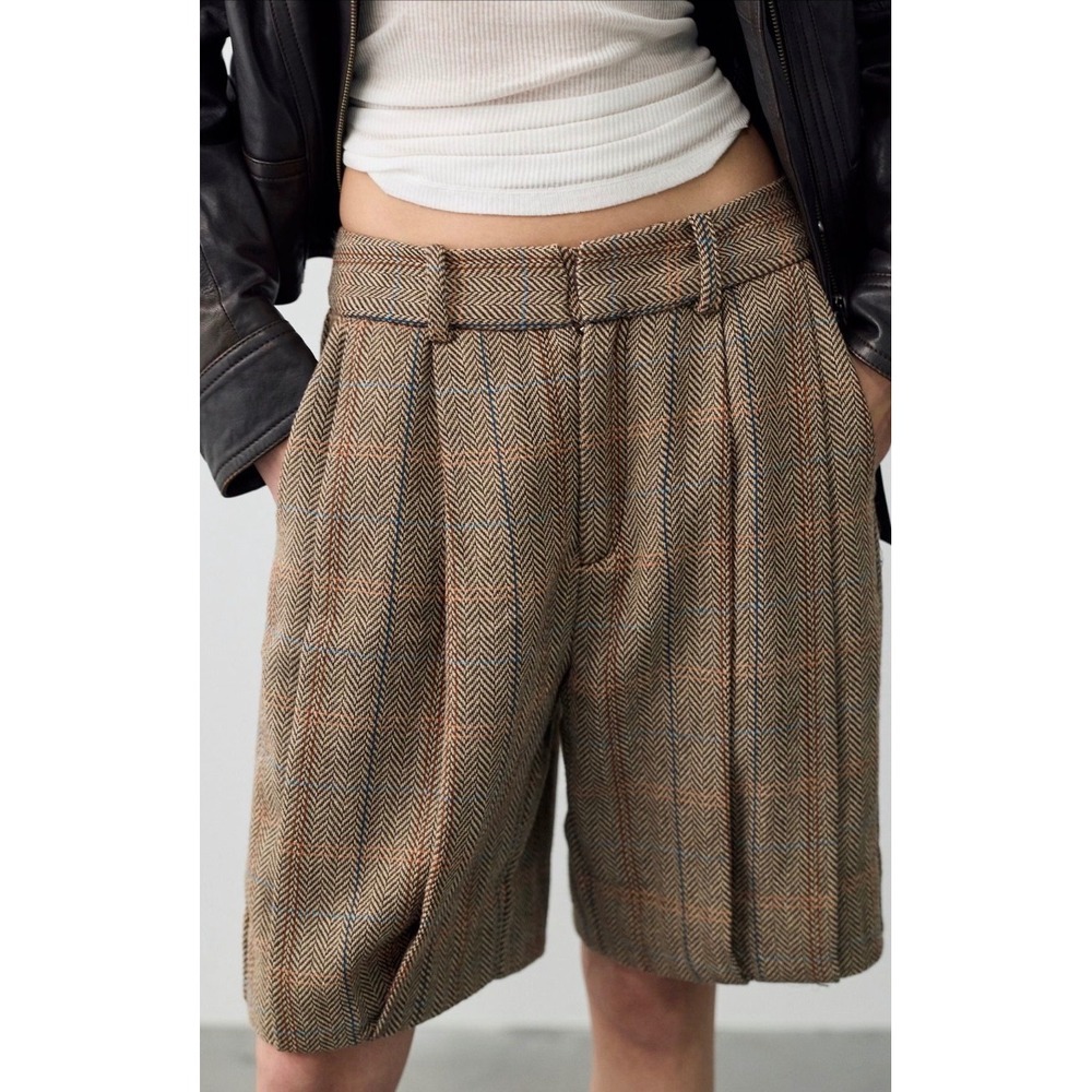 Free People Early Start Tweed Pleated trouser shorts NWOT